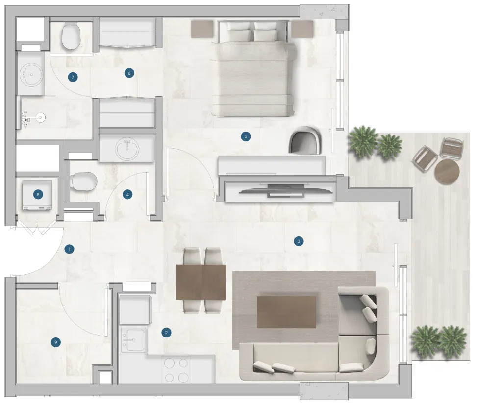 1 bed