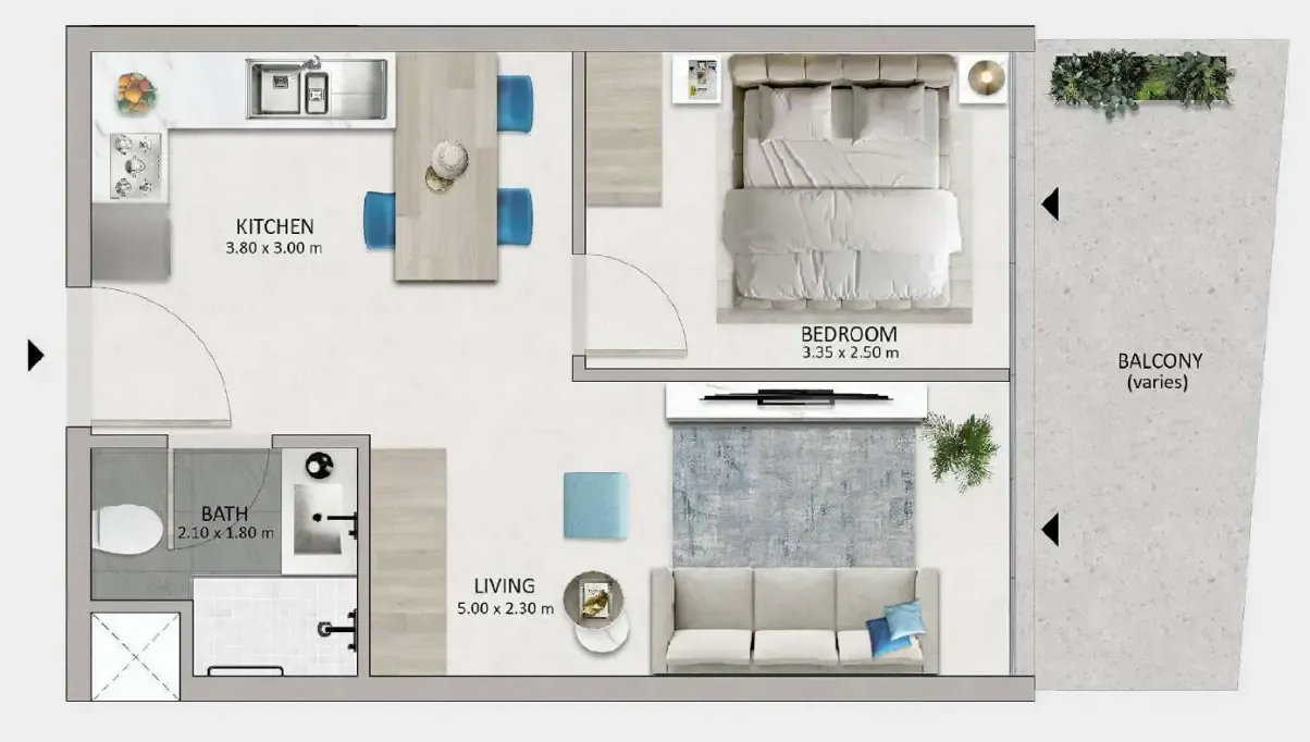 1 bed
