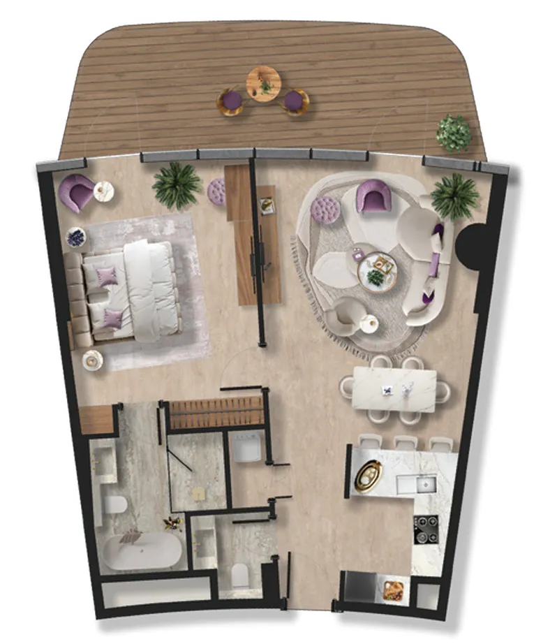 BNW Developments Taj Wellington Mews 1BR floor plan