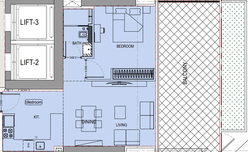 1 bedroom floor plan