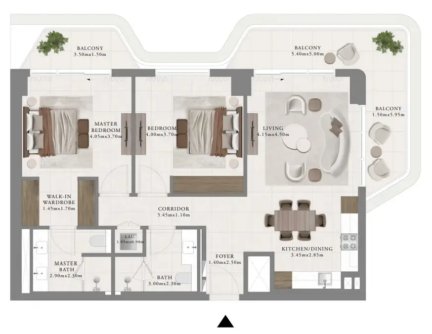 2 bedrooms floor plan