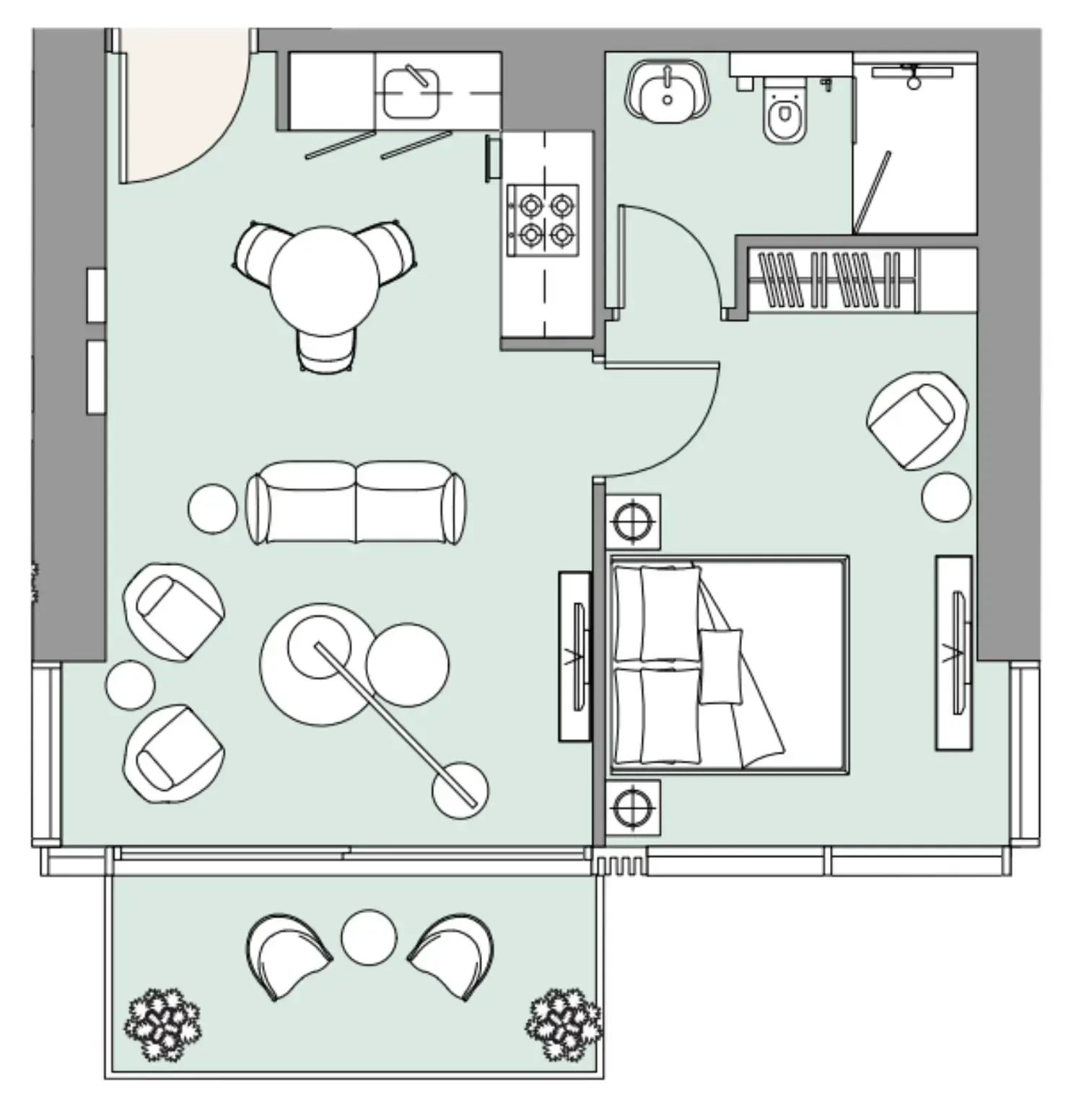 1 bed