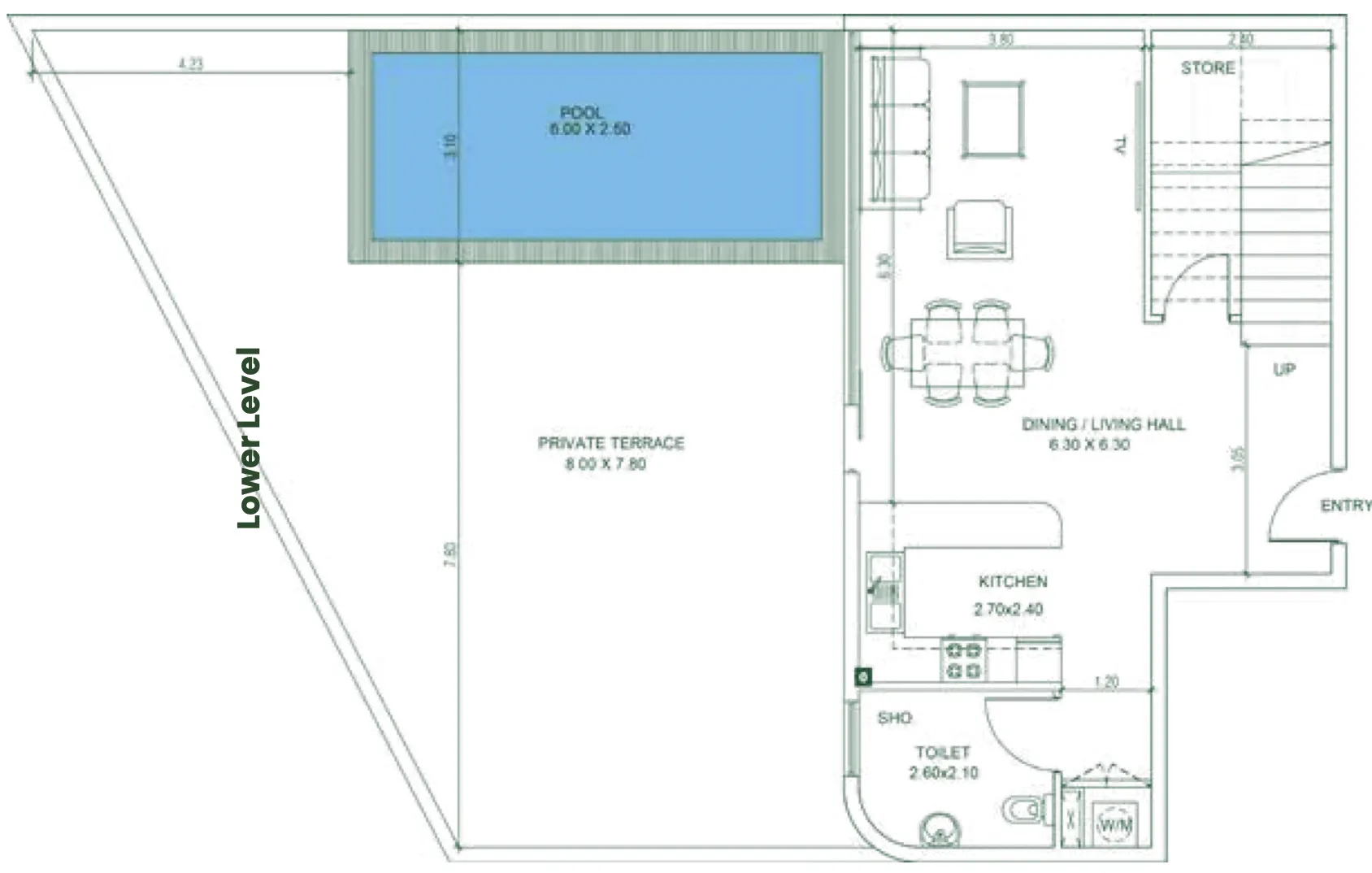 2 bedrooms floor plan