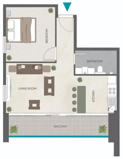 1 bedroom floor plan