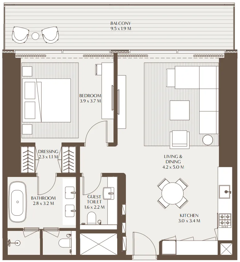 1 bed