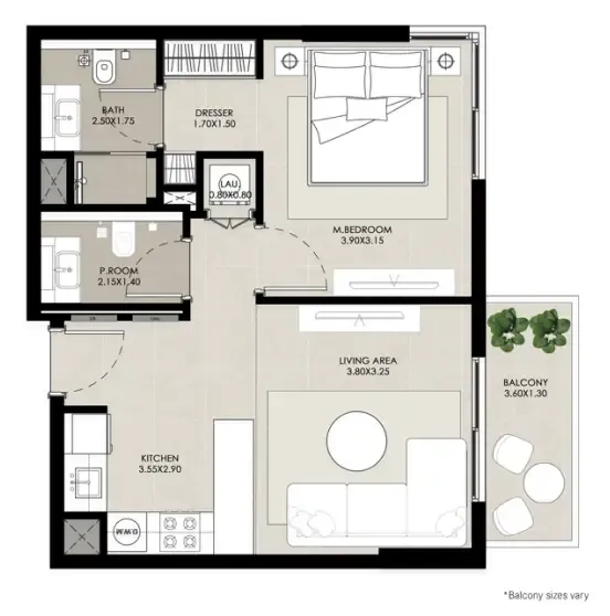 1 bed