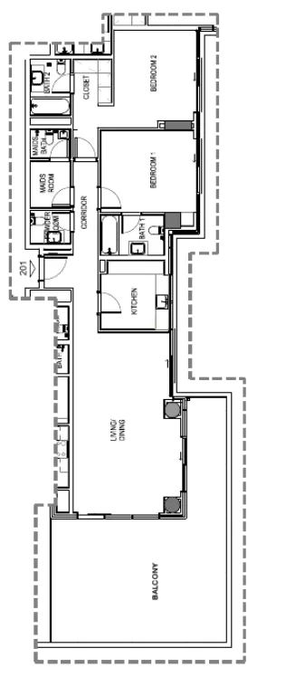 2 bedrooms floor plan