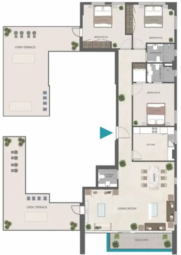 3 bedrooms floor plan