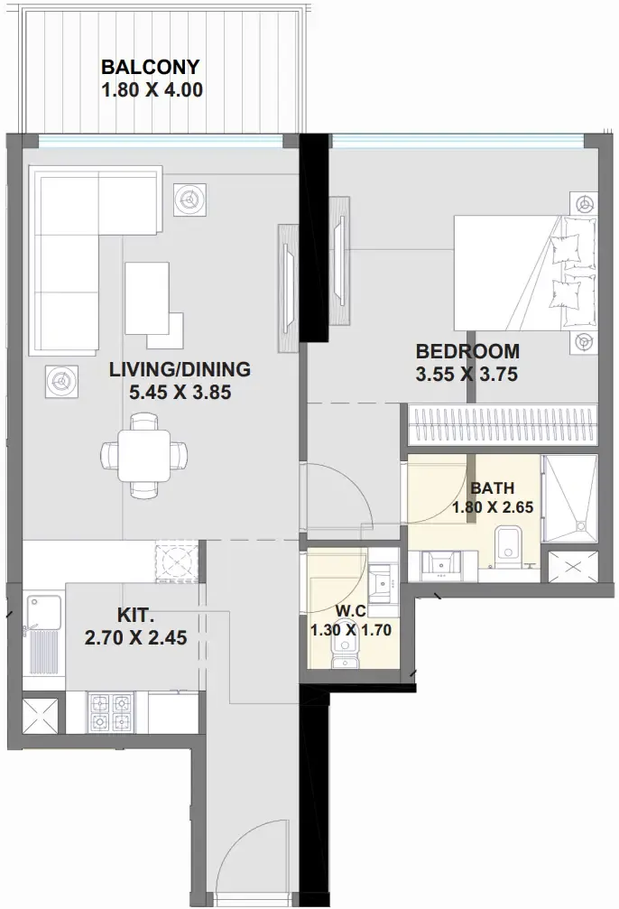1 bed