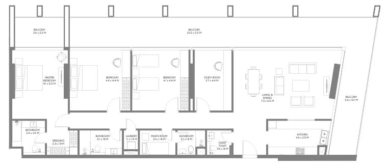 3 bedrooms floor plan