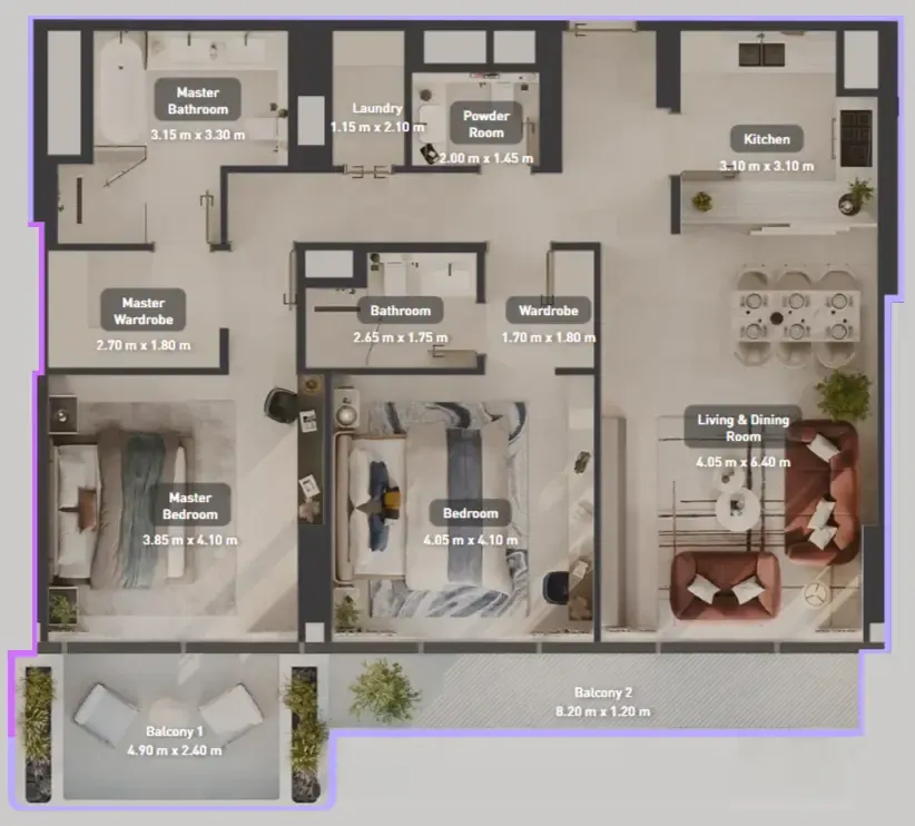 2 bed