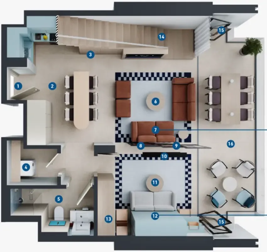 2 bedrooms floor plan