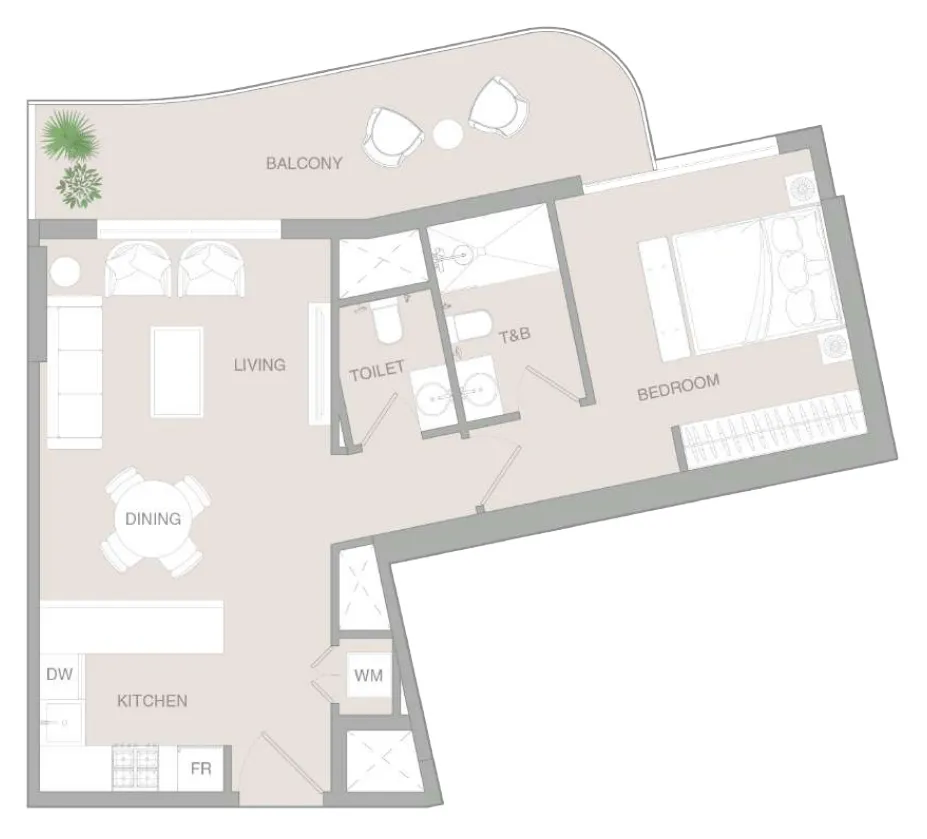 1 bedroom floor plan