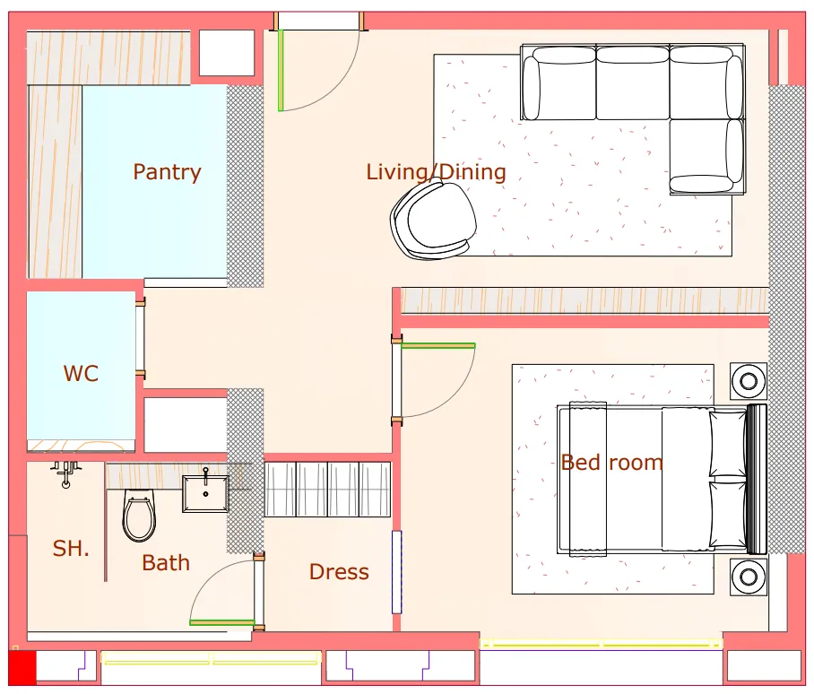 1 bedroom floor plan