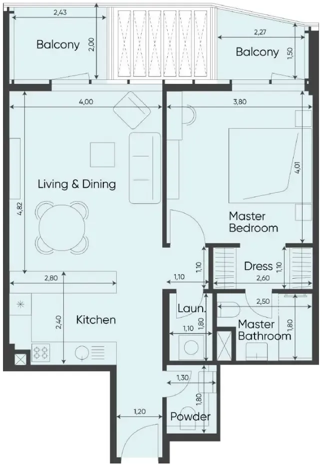 1 bed