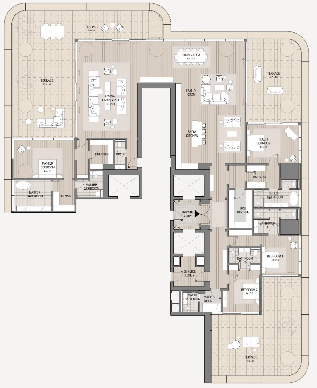 4 bedrooms floor plan
