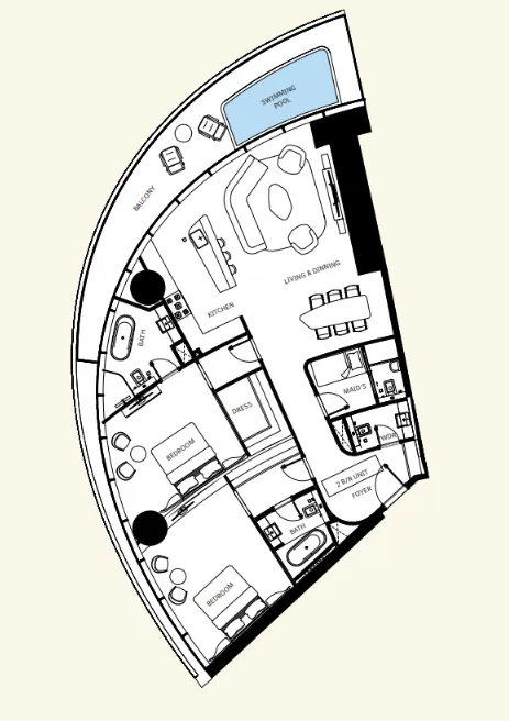 Binghatti Mercedes-Benz Places by Binghatti 2BR floor plan