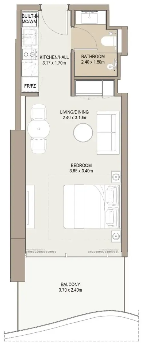 One Development Laguna Residence Studio floor plan