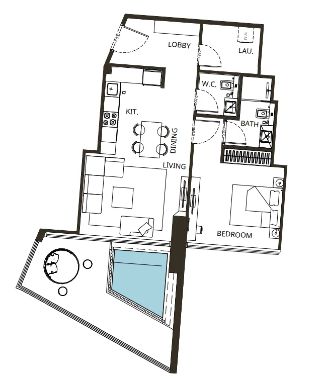 1 bedroom floor plan