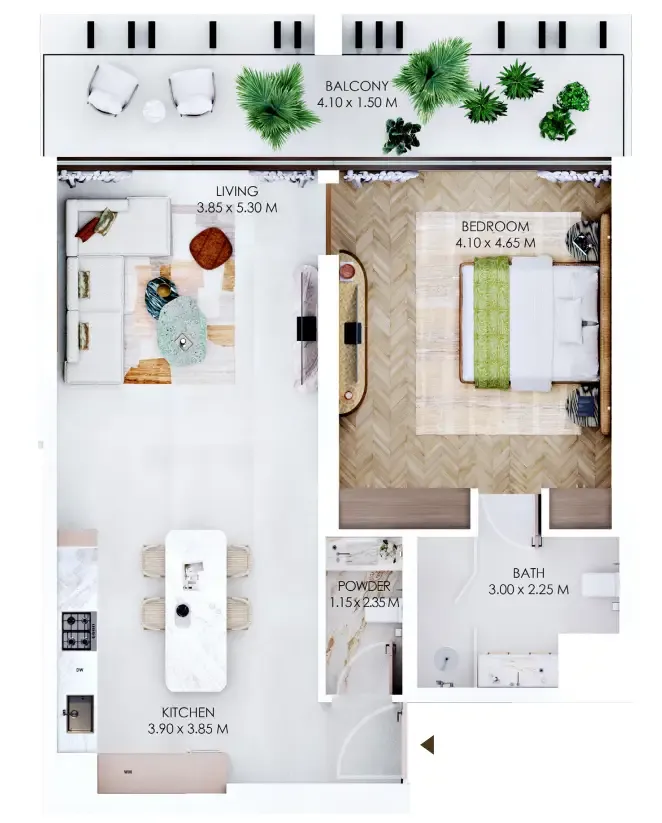 1 bed