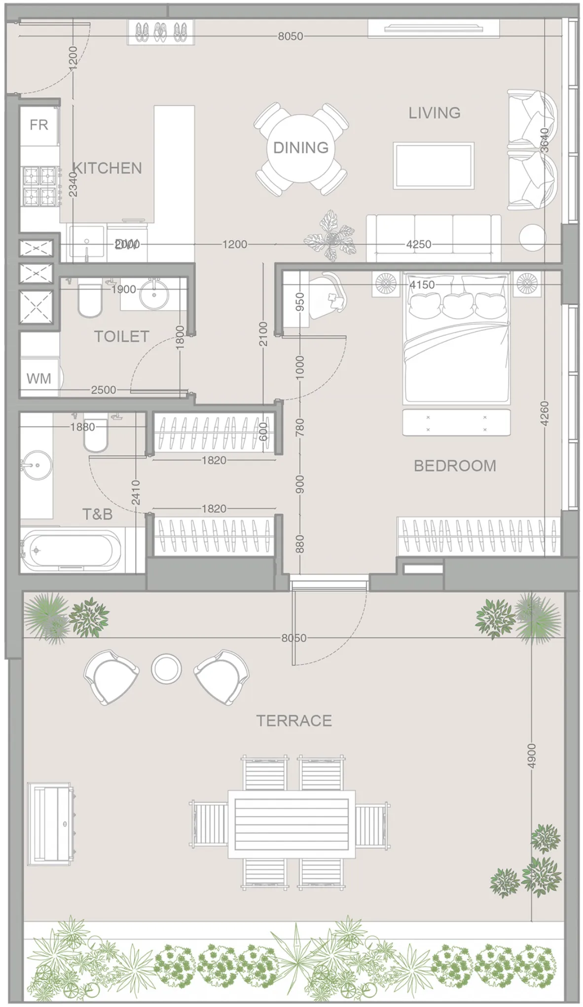 1 bedroom floor plan