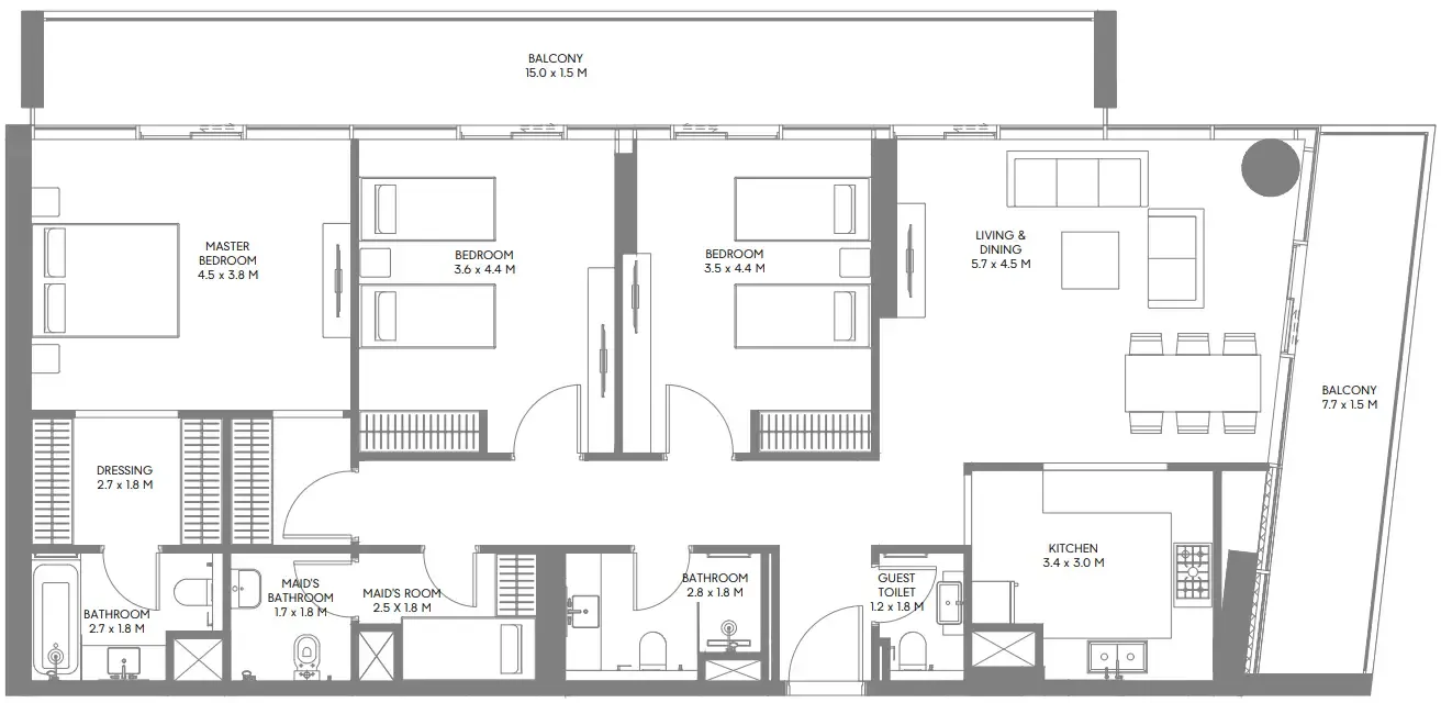 3 bedrooms floor plan