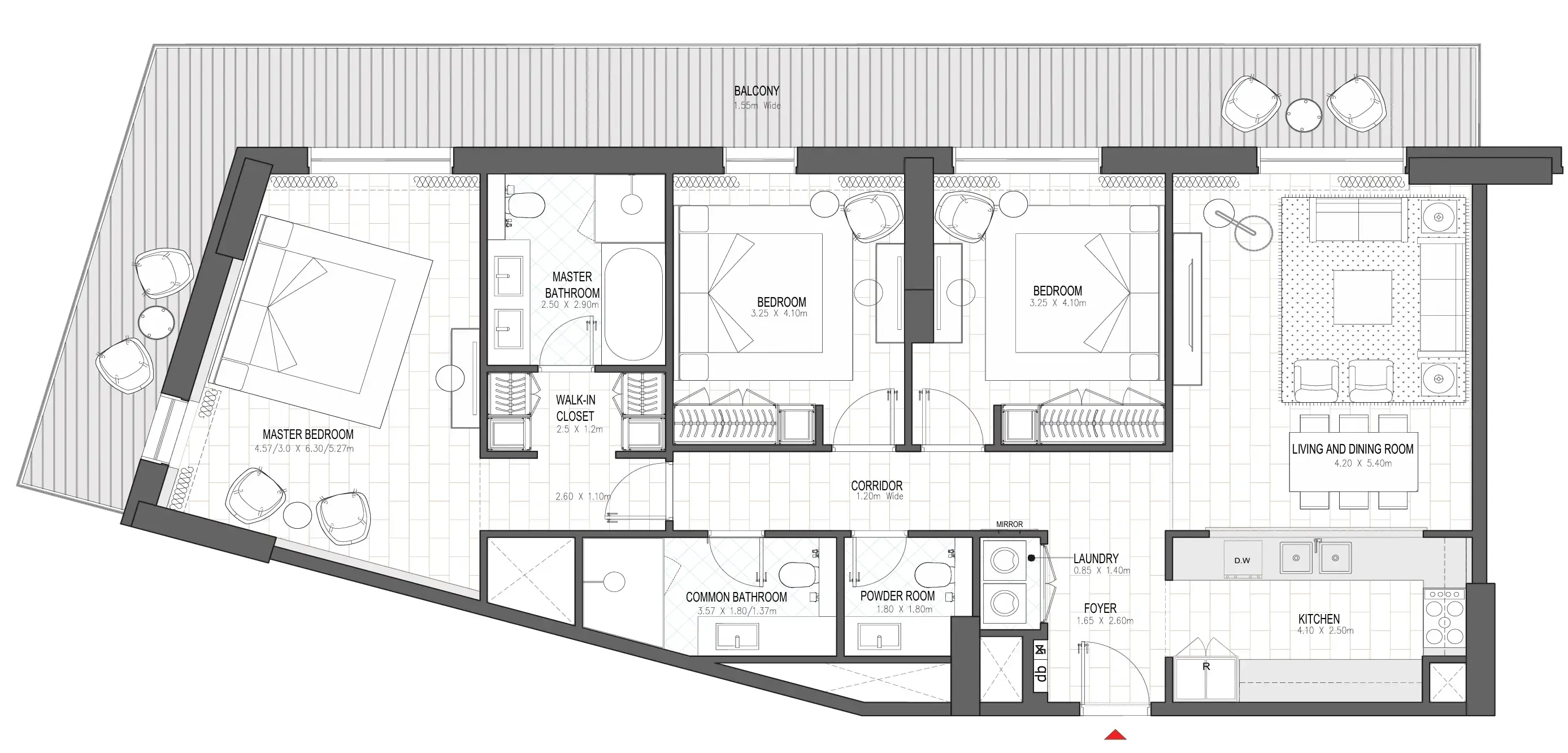 3 bedrooms floor plan