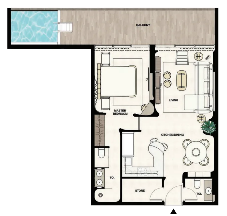 1 bedroom floor plan