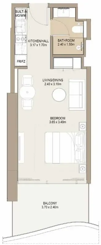 One Development Laguna Residence Studio floor plan