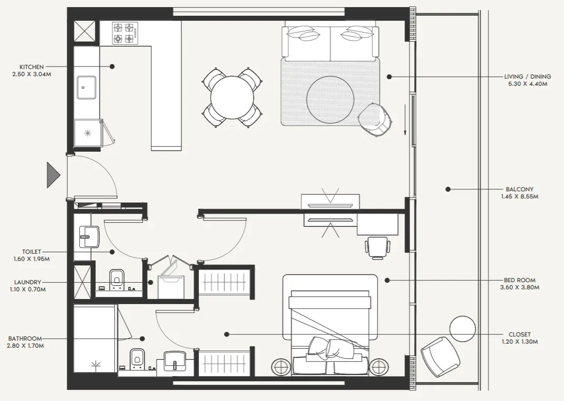 1 bed