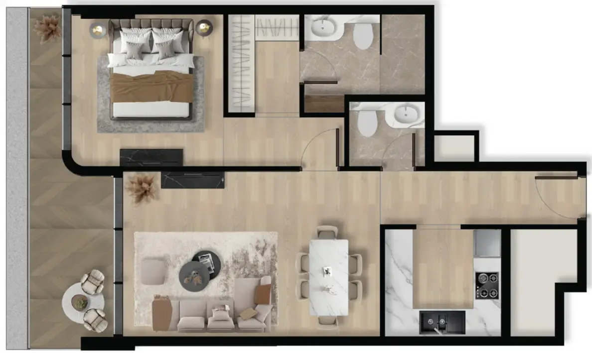 1 bedroom floor plan