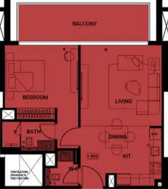 1 bedroom floor plan