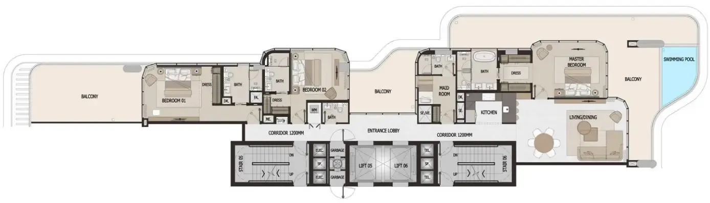3 bedrooms floor plan
