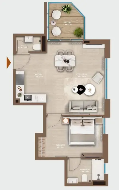 HRE Development Celeste by HRE 1BR floor plan