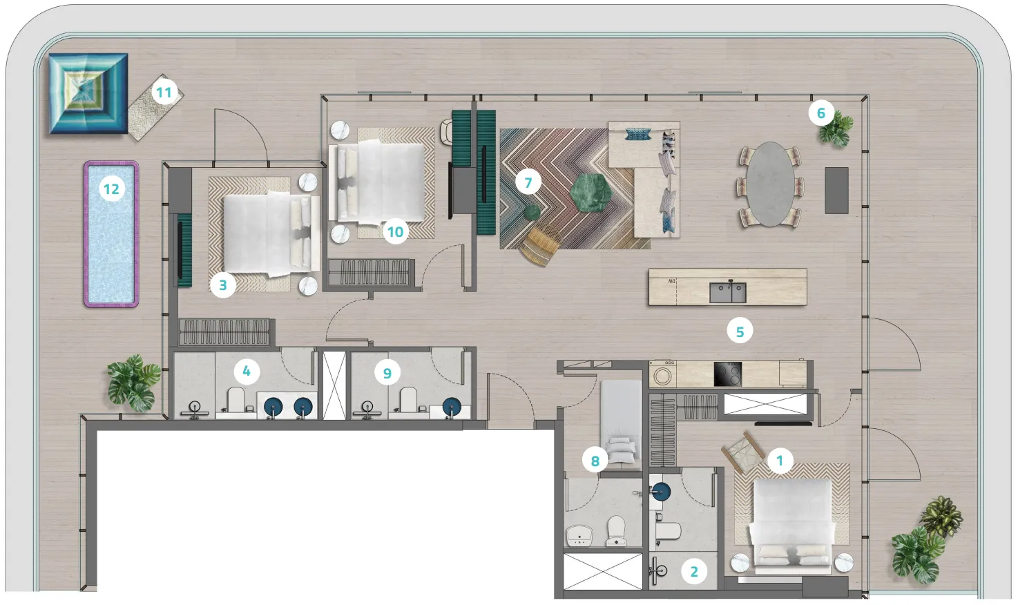 Durar Group Trio Isle 3BR floor plan