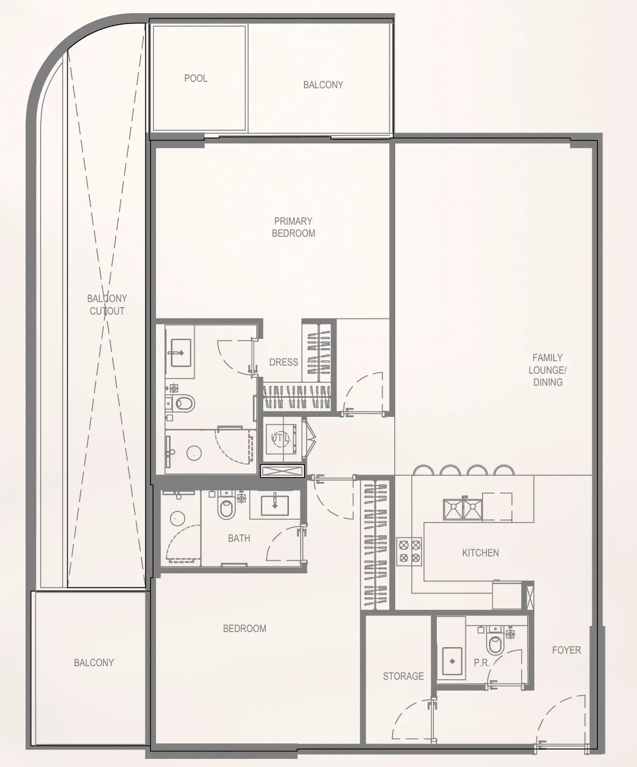 2 bedrooms floor plan