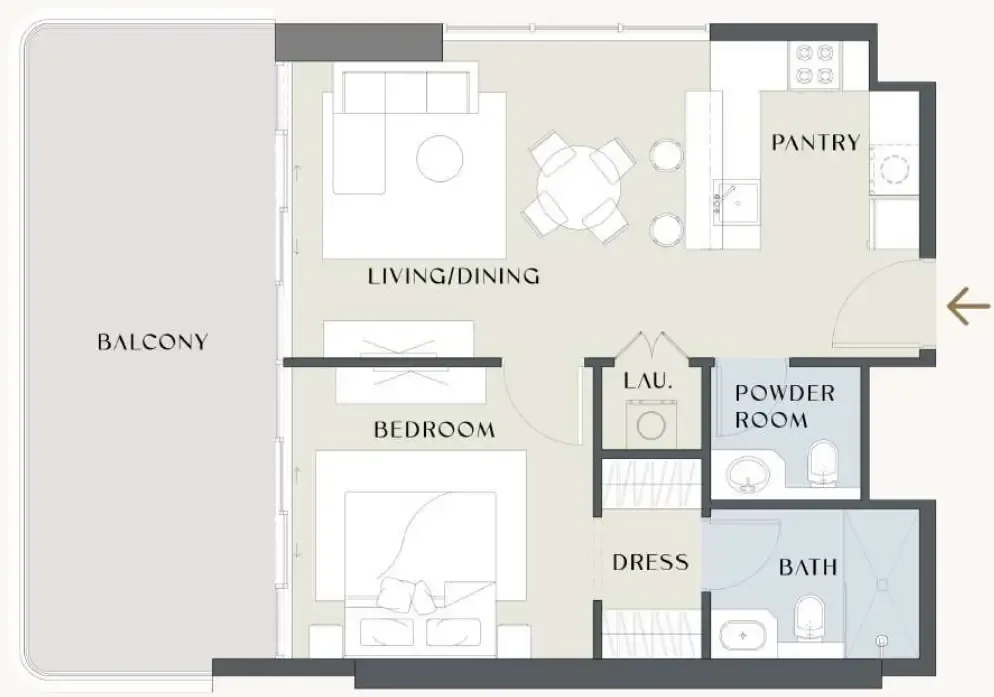 1 bedroom floor plan