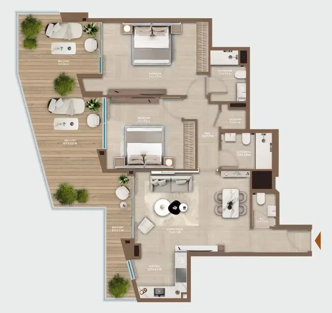 HRE Development Celeste by HRE 2BR floor plan