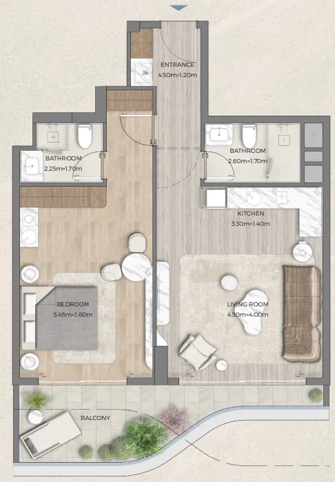 1 bedroom floor plan