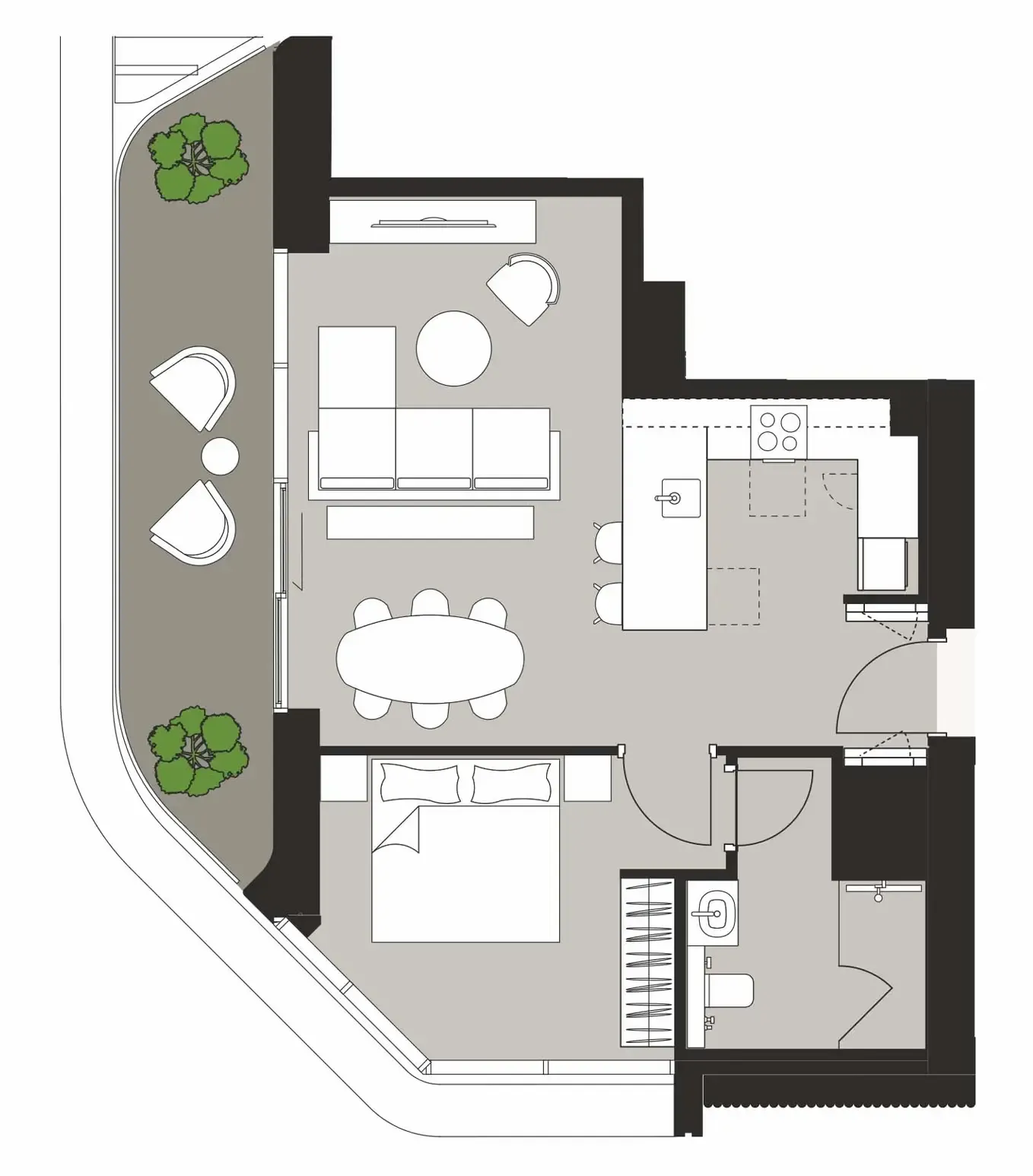 1 bedroom floor plan