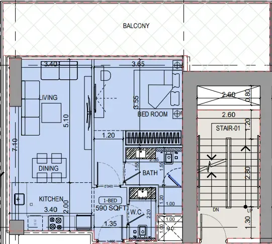 1 bedroom floor plan