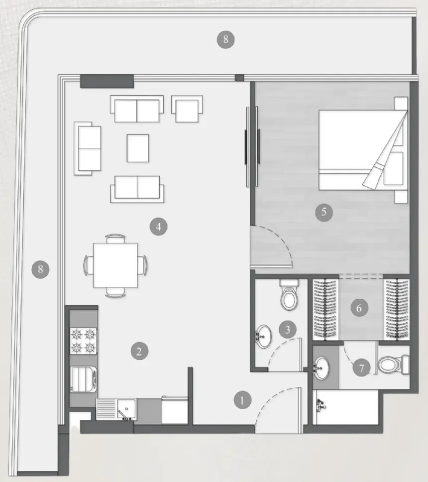 1 bedroom floor plan