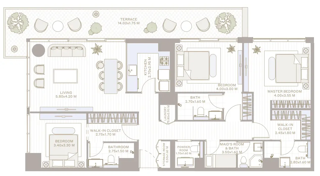 3 bedrooms floor plan
