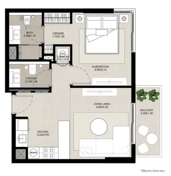 1 bed