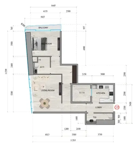 1 bedroom floor plan