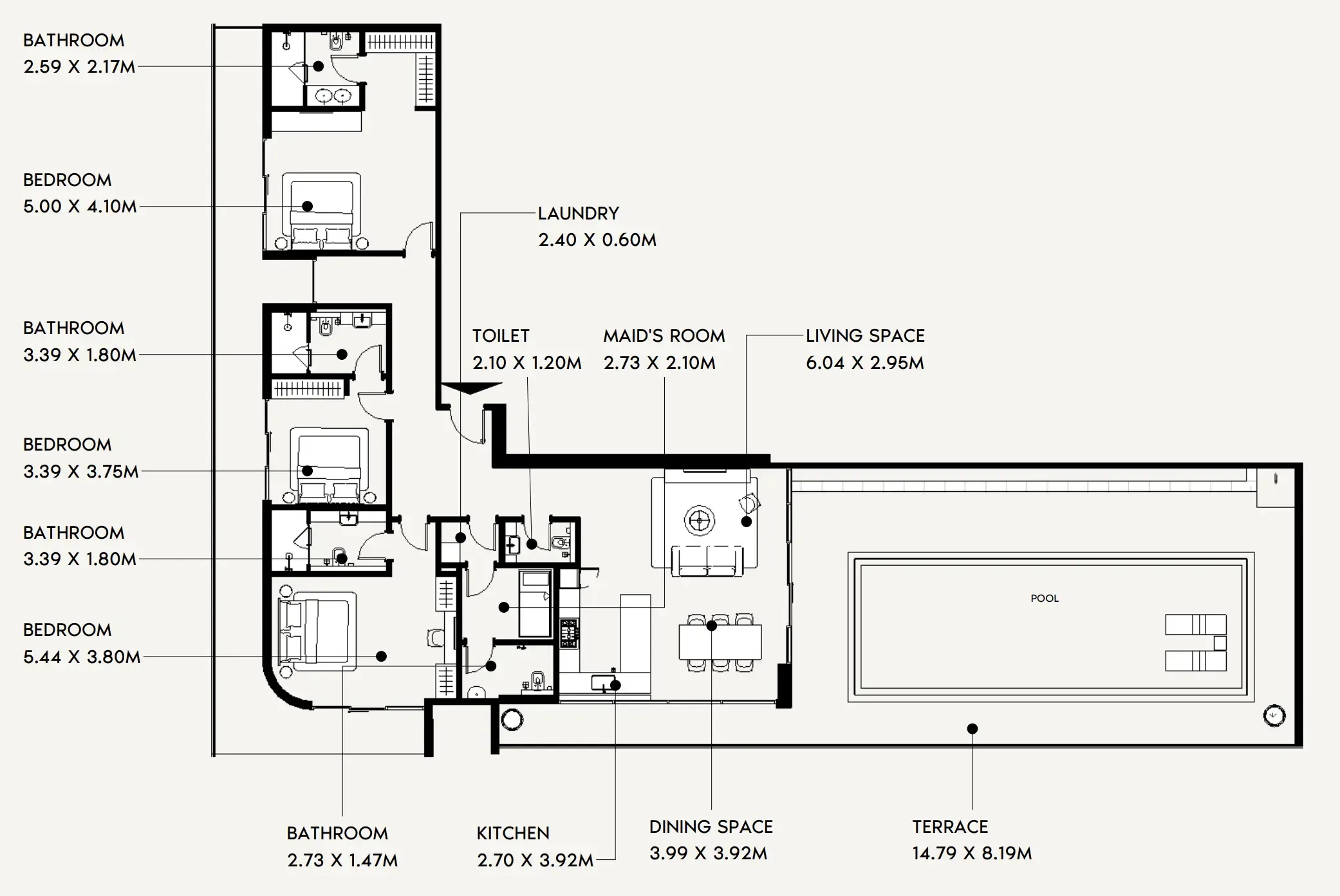 3 bedrooms floor plan
