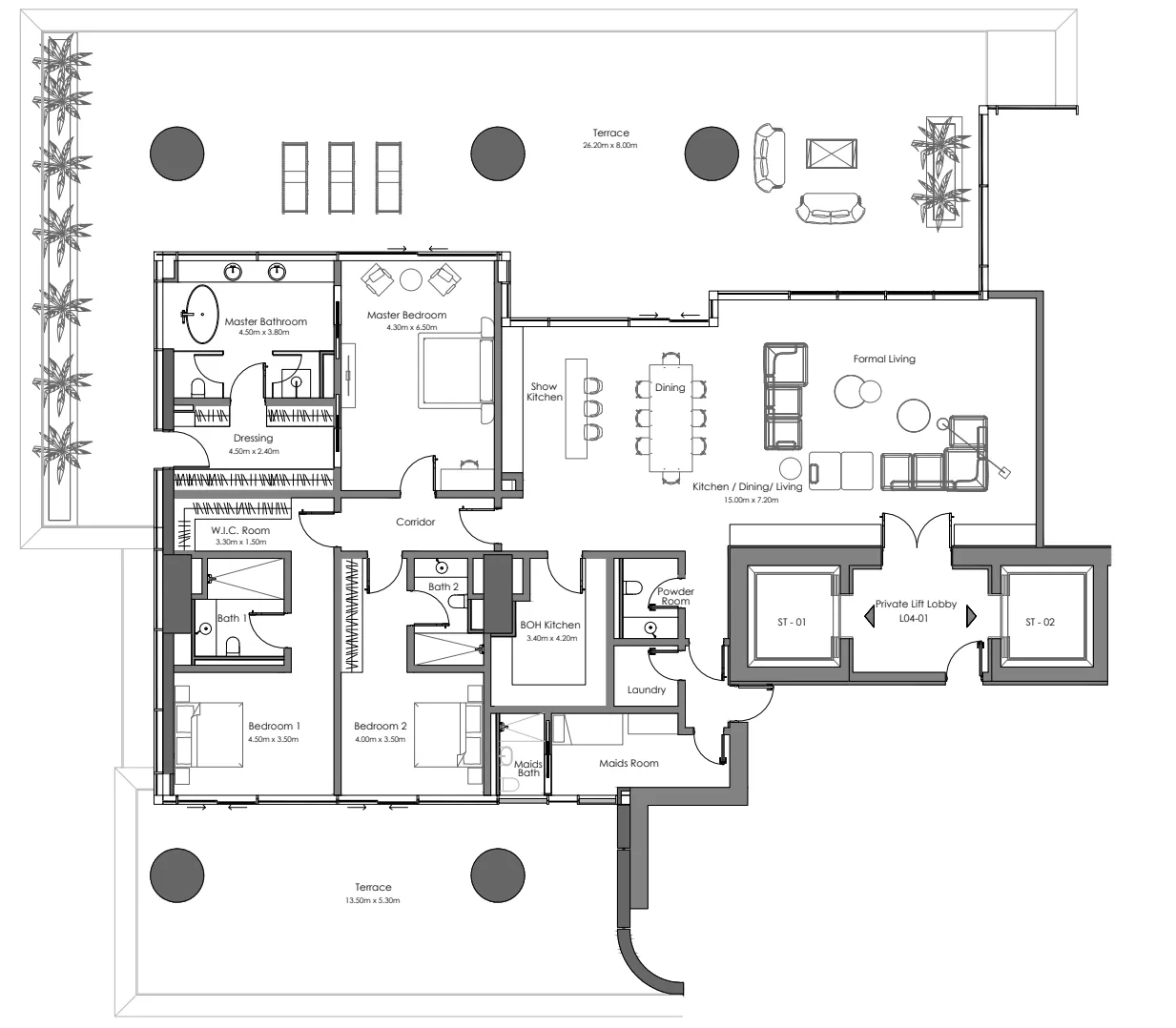 3 bedrooms floor plan