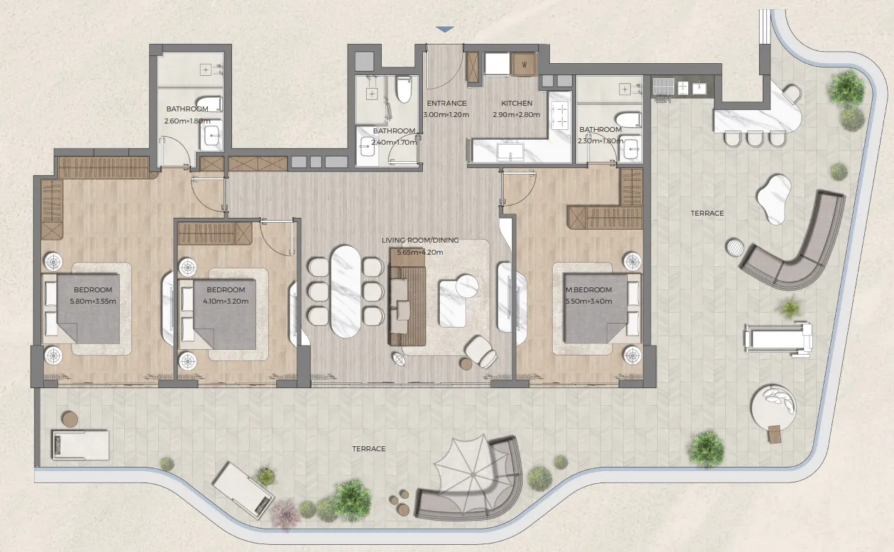 3 bedrooms floor plan