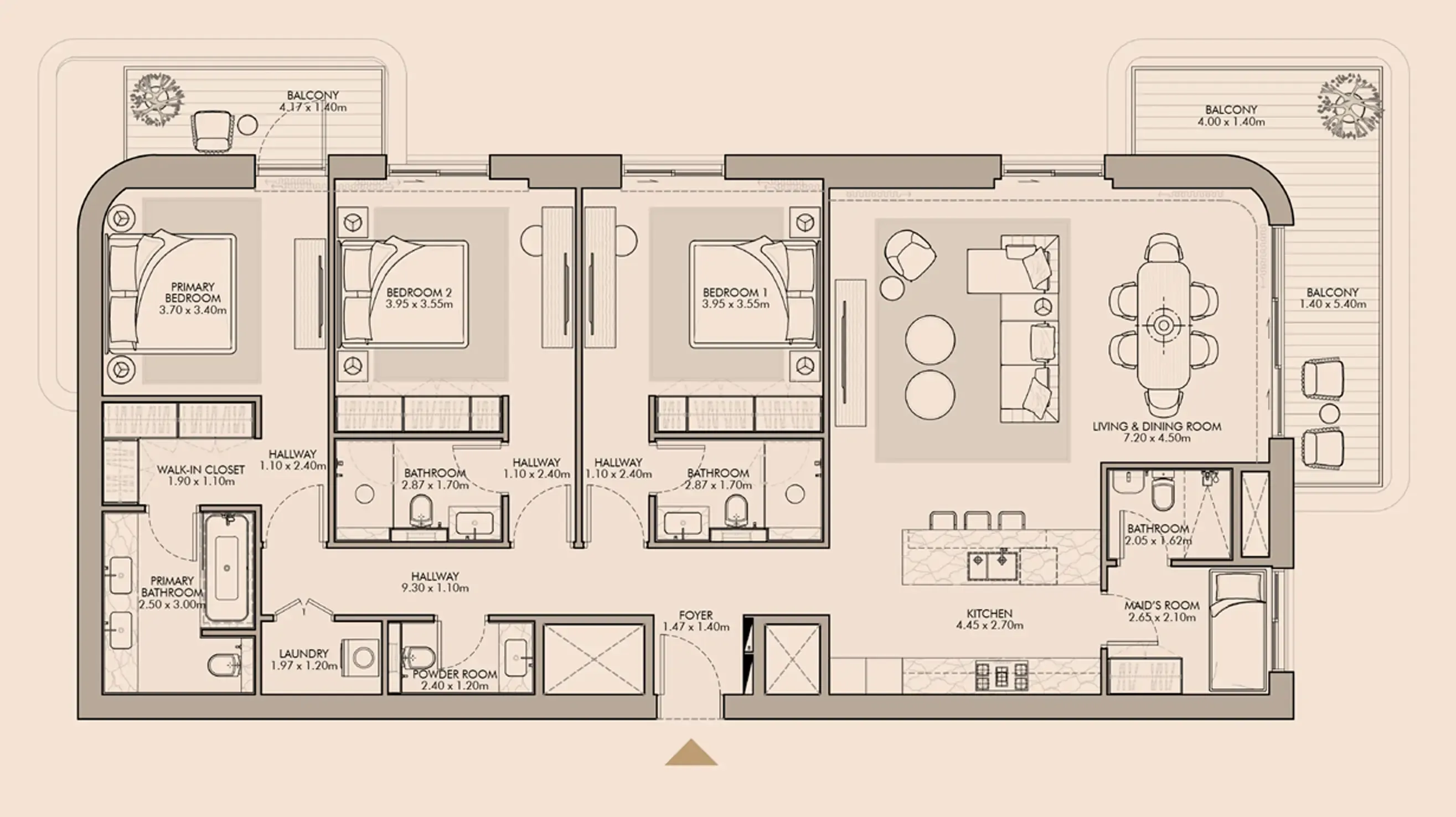 3 bedrooms floor plan