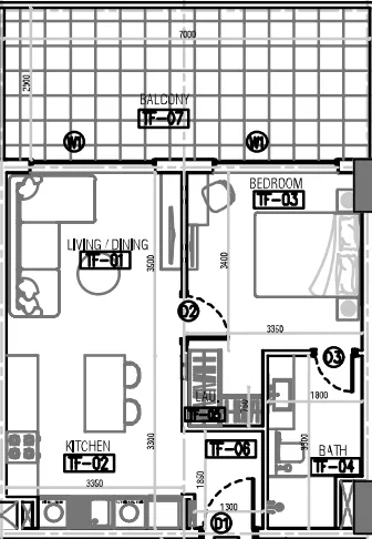 Laya Developers (Akshara Global) Laya Courtyard 1BR floor plan